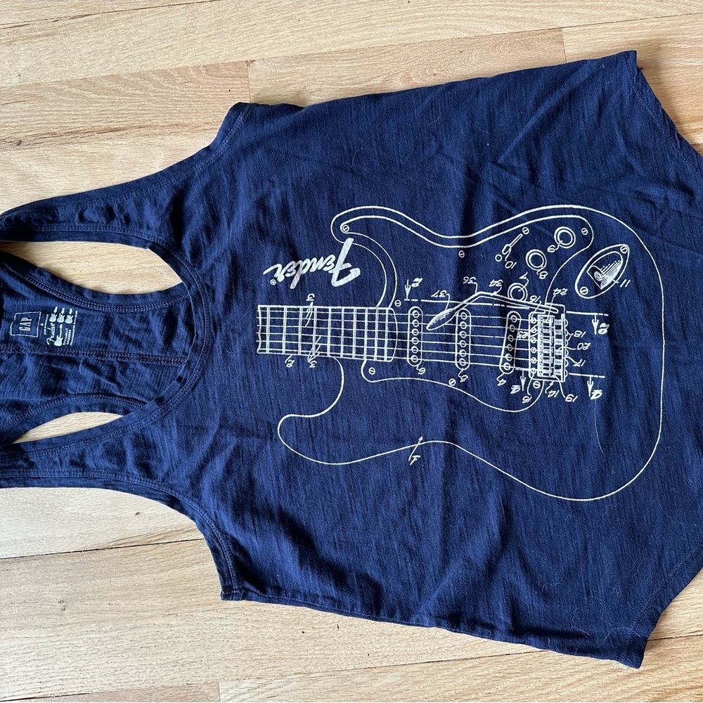 GAP Navy Blue Tank Top with fender Guitar Print